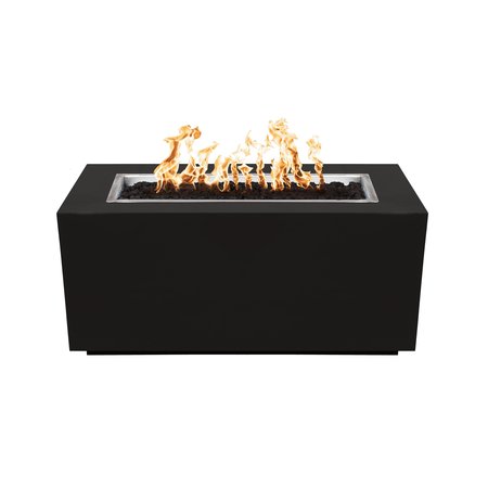 THE OUTDOOR PLUS 84 Rectangular Pismo Fire Pit, Powder Coated Metal, Black, Low Voltage Electronic Ignition, Natural Gas OPT-R8424PCRE12V-BLK-NG